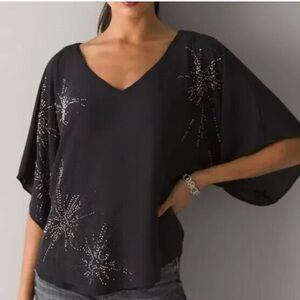 White House Black Market Black kimono Sleeve Blouse